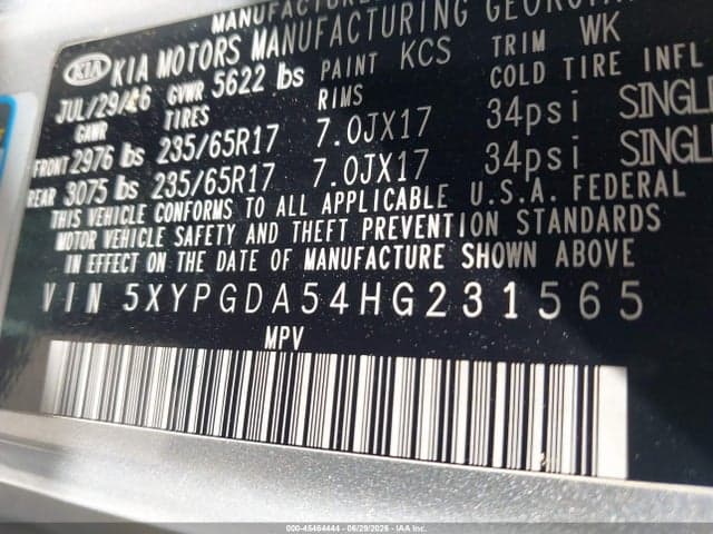 2017 KIA SORENTO 3.3L LX 9