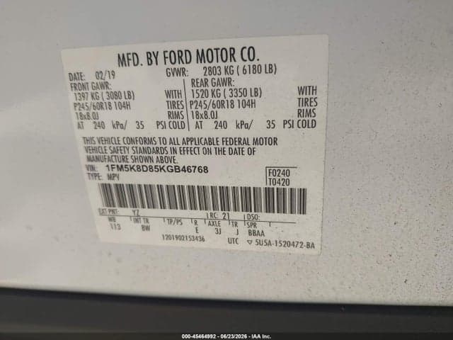 2019 FORD EXPLORER XLT 9