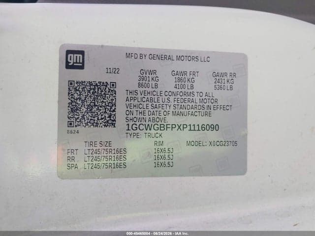 2023 CHEVROLET EXPRESS CARGO RWD 2500 EXTENDED WHEELBASE WT 9