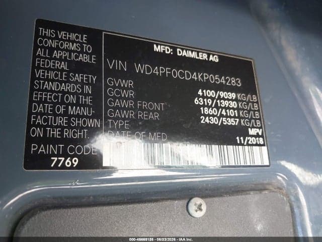 2019 MERCEDES-BENZ SPRINTER 2500 STANDARD ROOF V6 9