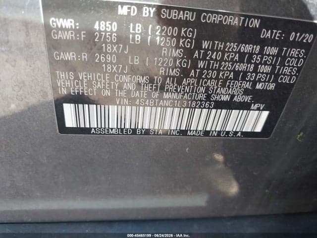 2020 SUBARU OUTBACK LIMITED 9