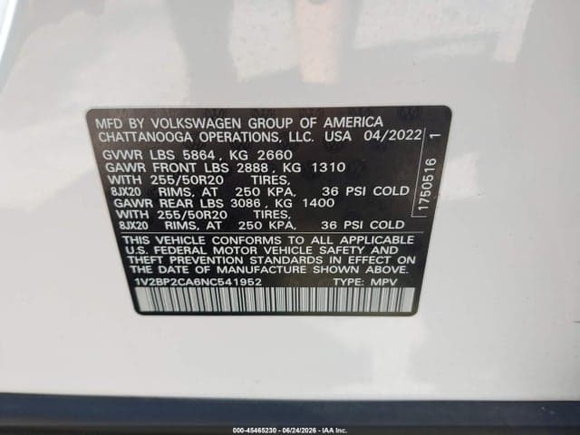 2022 VOLKSWAGEN ATLAS 2.0T SEL 9