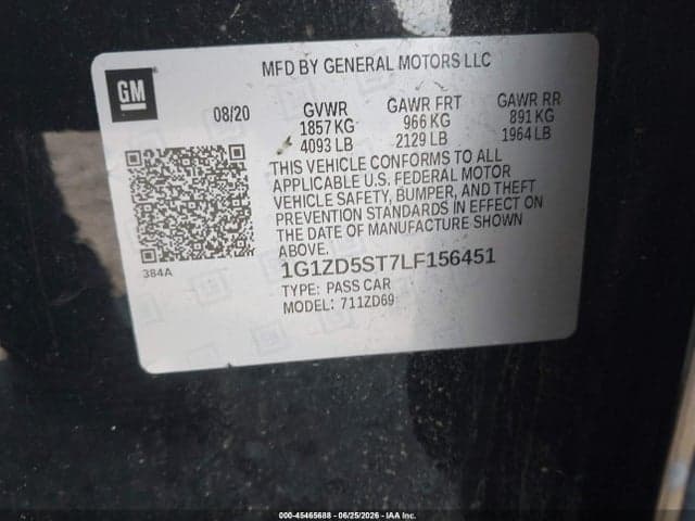 2020 CHEVROLET MALIBU FWD LT 9