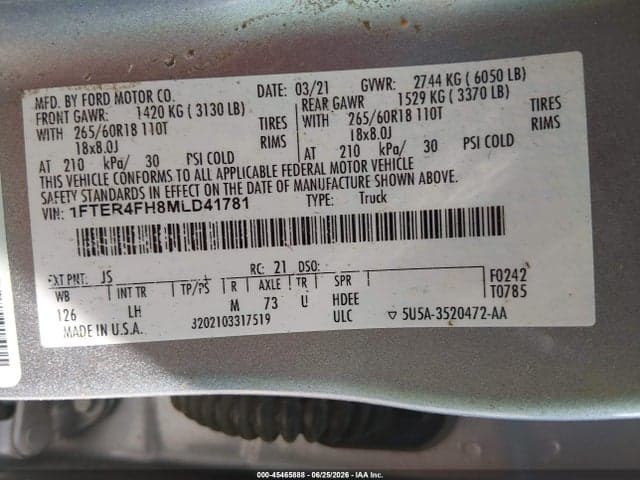 2021 FORD RANGER XL 9