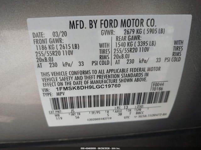 2020 FORD EXPLORER XLT 9