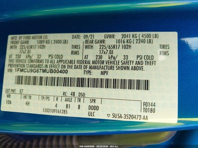 2021 FORD ESCAPE SE 9