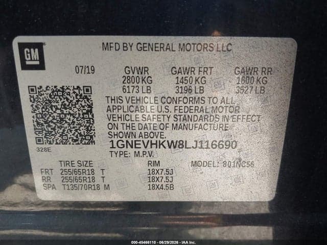 2020 CHEVROLET TRAVERSE AWD LT LEATHER 9