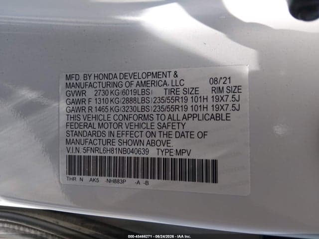 2022 HONDA ODYSSEY TOURING 9