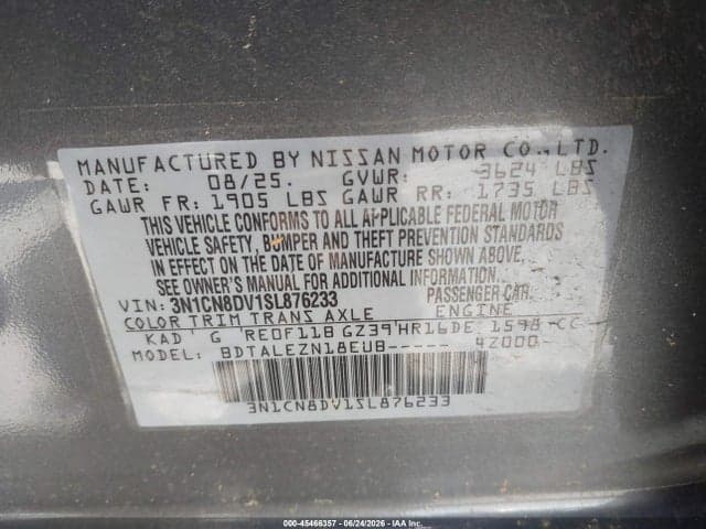 2025 NISSAN VERSA 1.6 S 9