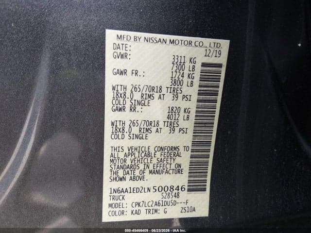 2020 NISSAN TITAN SV 4X4 9