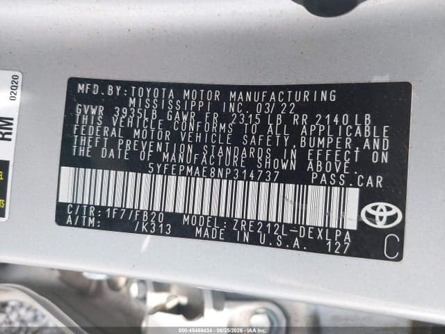 2022 TOYOTA COROLLA LE 9
