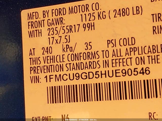 2017 FORD ESCAPE SE 9