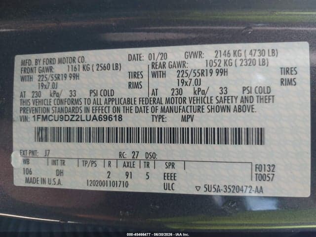2020 FORD ESCAPE TITANIUM HYBRID 9