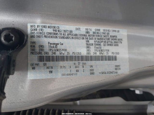 2016 FORD FOCUS S 9