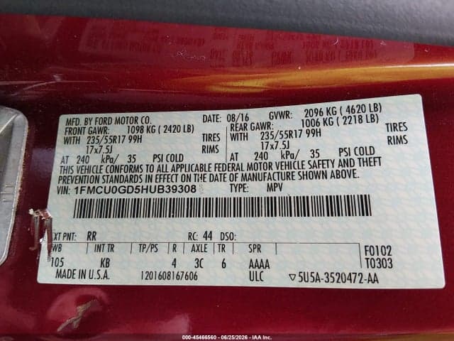 2017 FORD ESCAPE SE 9