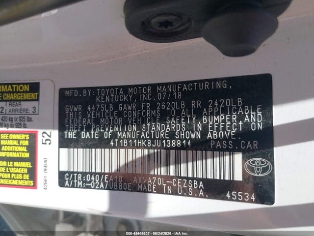 2018 TOYOTA CAMRY SE 9