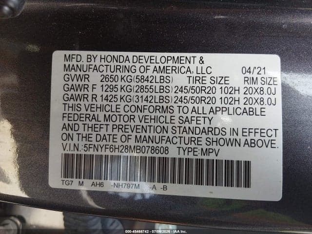 2021 HONDA PILOT AWD SPECIAL EDITION 9