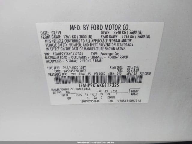 2019 FORD TAURUS SHO 9