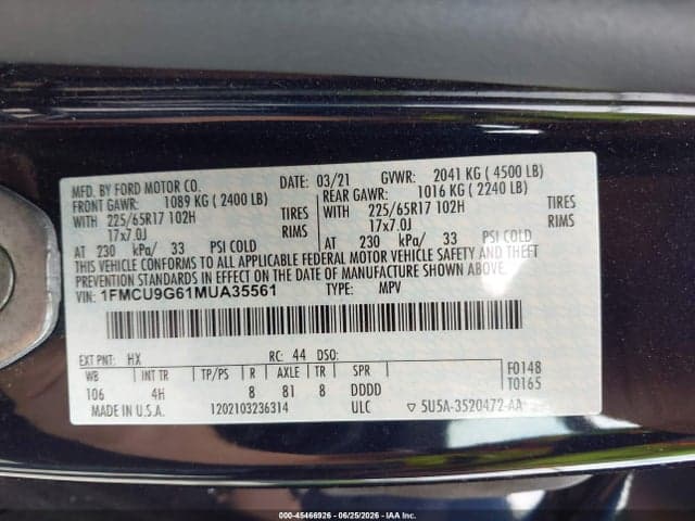 2021 FORD ESCAPE SE 9