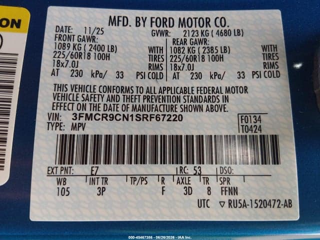 2025 FORD BRONCO SPORT OUTER BANKS 9