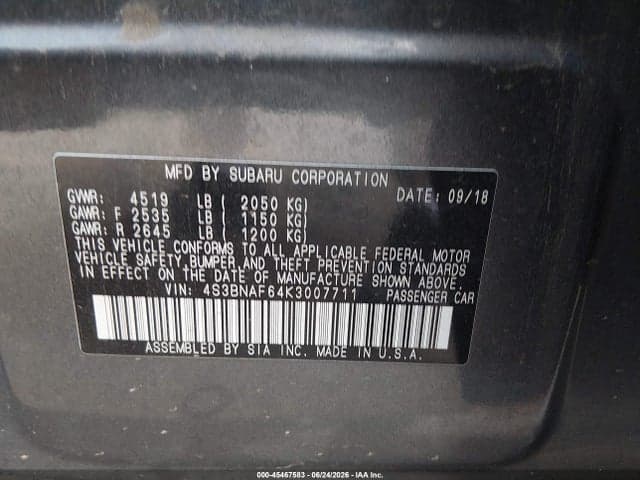 2019 SUBARU LEGACY 2.5I PREMIUM 9