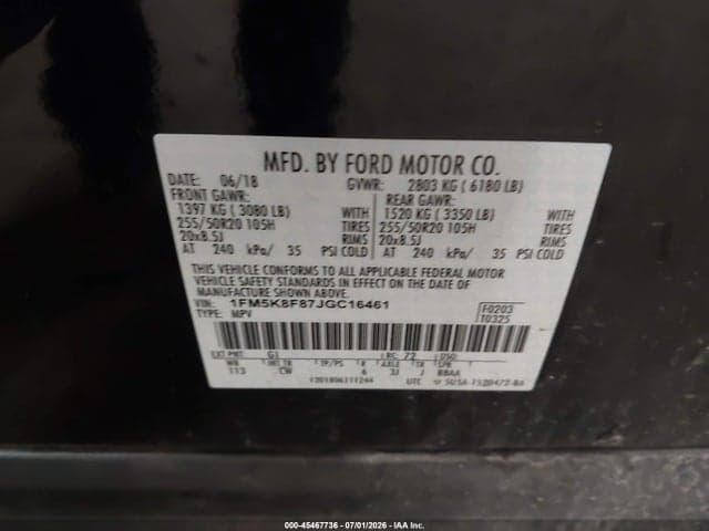 2018 FORD EXPLORER LIMITED 9