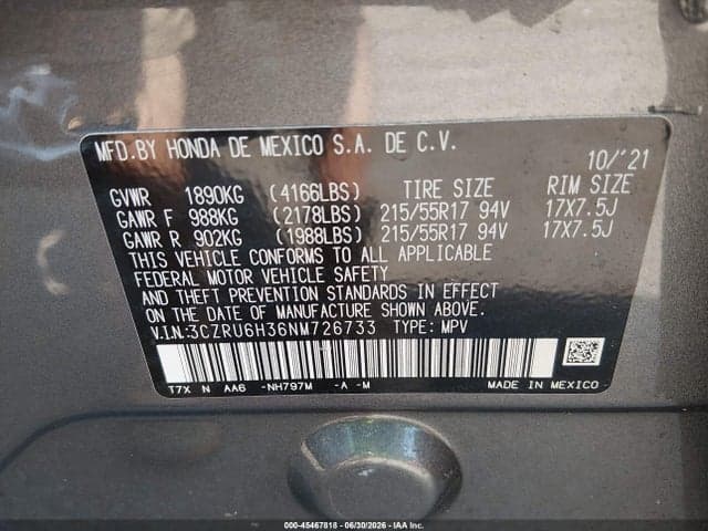 2022 HONDA HR-V AWD LX 9