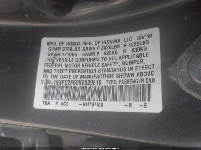 2019 HONDA CIVIC LX 9