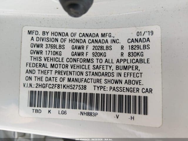2019 HONDA CIVIC SPORT 9