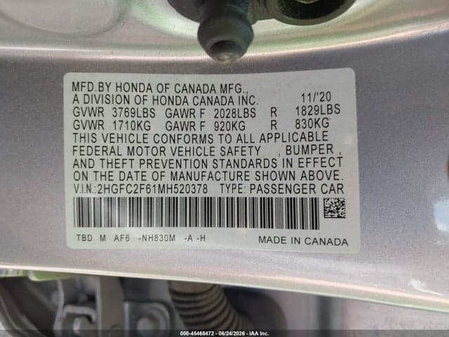 2021 HONDA CIVIC LX 9