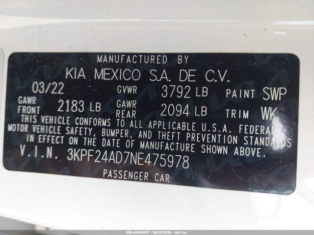 2022 KIA FORTE LXS 9
