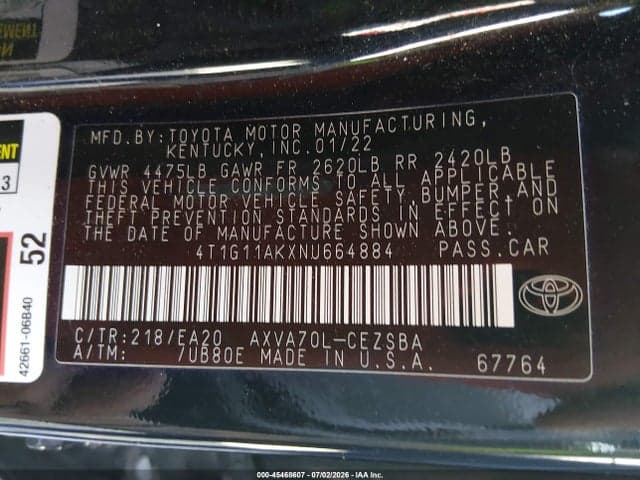 2022 TOYOTA CAMRY SE 9