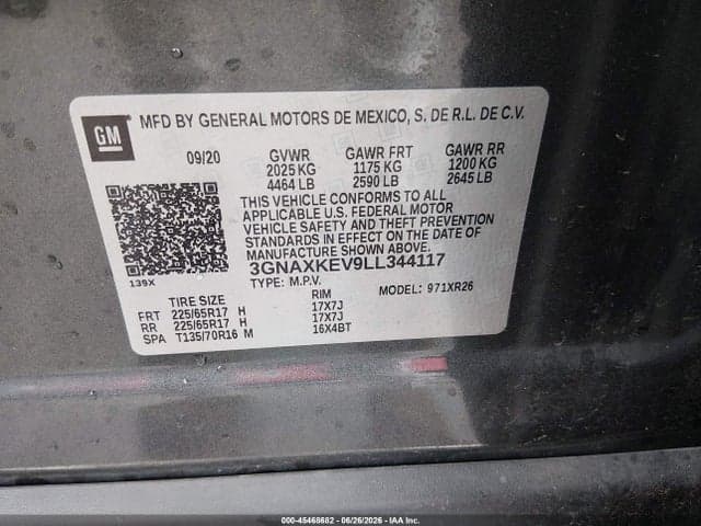 2020 CHEVROLET EQUINOX FWD LT 1.5L TURBO 9