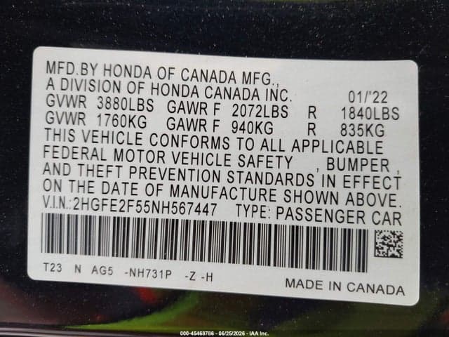 2022 HONDA CIVIC SPORT 9