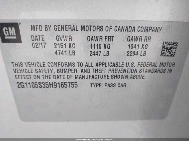 2017 CHEVROLET IMPALA 1LT 9
