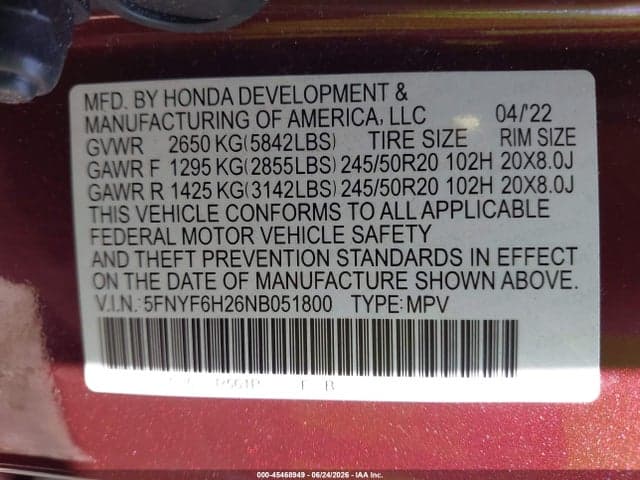 2022 HONDA PILOT AWD SPECIAL EDITION 9
