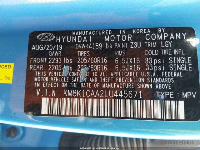 2020 HYUNDAI KONA SE 9