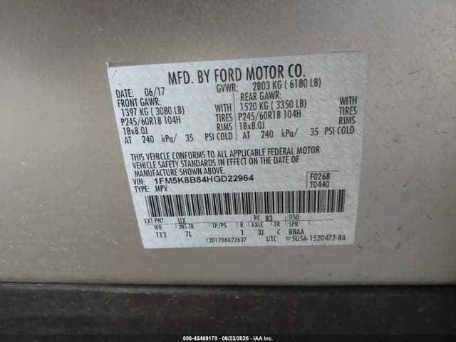2017 FORD EXPLORER 9