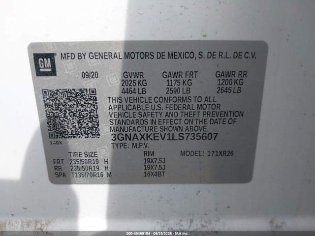 2020 CHEVROLET EQUINOX FWD LT 1.5L TURBO 9