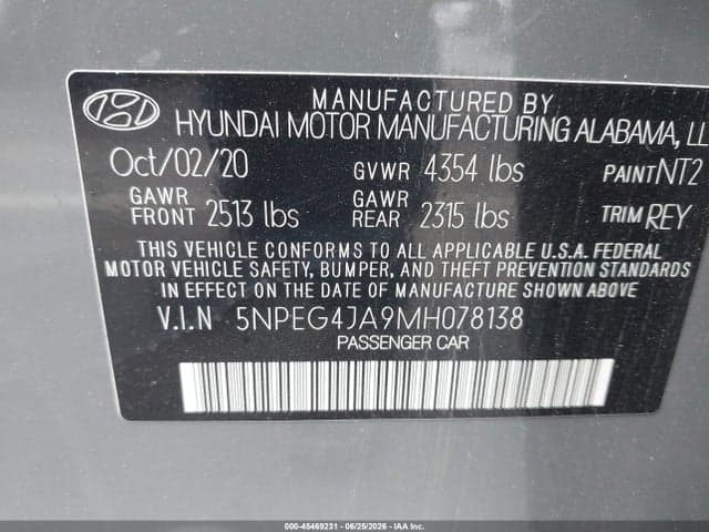 2021 HYUNDAI SONATA SE 9