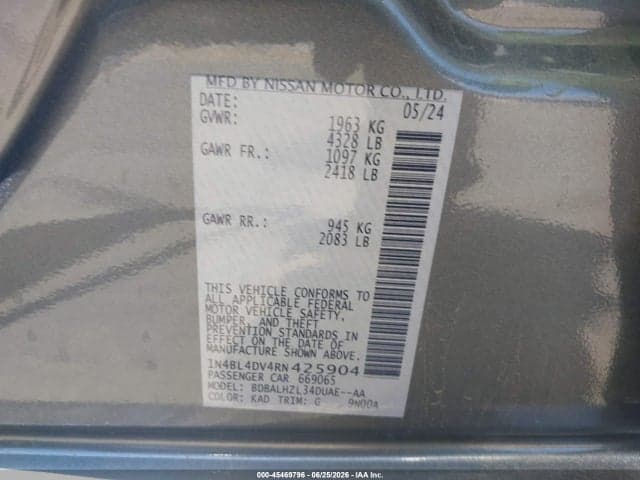 2024 NISSAN ALTIMA SV FWD 9
