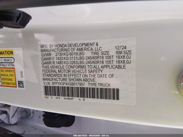 2025 HONDA RIDGELINE RTL+ 9