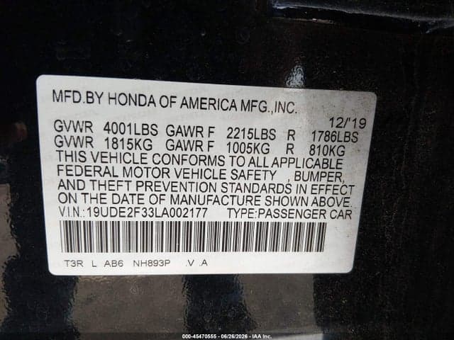 2020 ACURA ILX STANDARD 9
