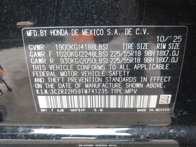 2026 HONDA HR-V AWD SPORT 9