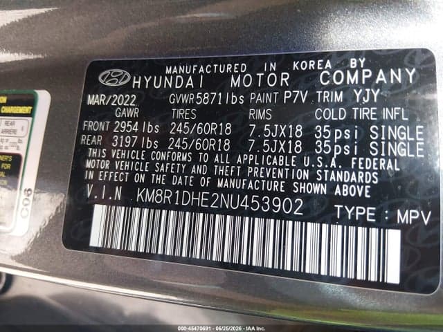 2022 HYUNDAI PALISADE SE 9