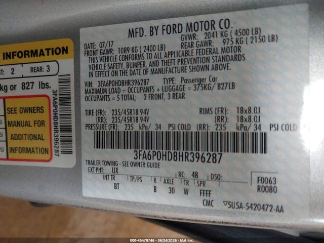 2017 FORD FUSION SE 9