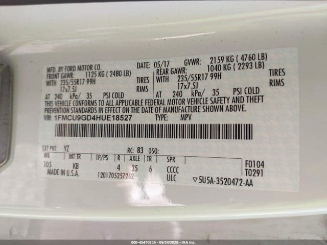 2017 FORD ESCAPE SE 9
