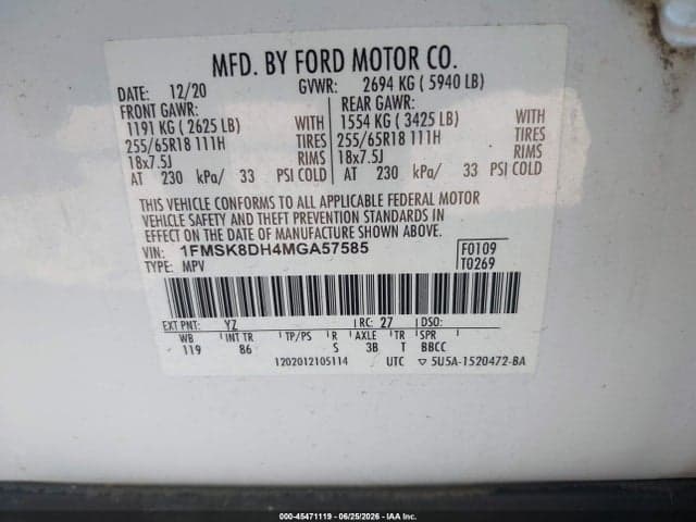 2021 FORD EXPLORER XLT 9