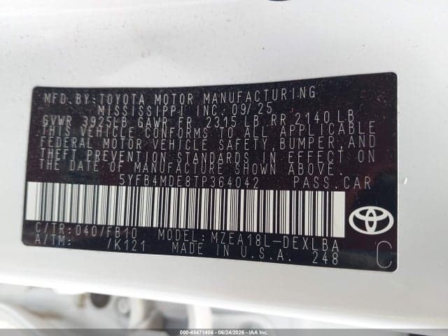 2026 TOYOTA COROLLA LE 9