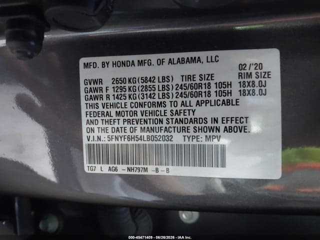 2020 HONDA PILOT AWD EX-L 9